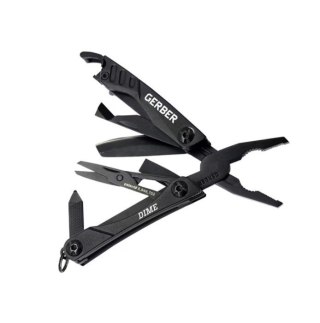 Mini multitool Gerber Dime czarny 12w1, brelok kieszonkowy EDC scyzoryk ze stali nierdzewnej