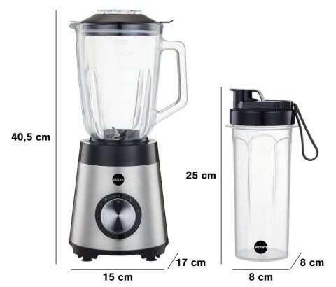 ELDOM BLENDER KIELICHOWY BK7S STALO 1000W 2 L , 22 000 OBR./MIN. KRUSZENIE LODU, BPA-FREE