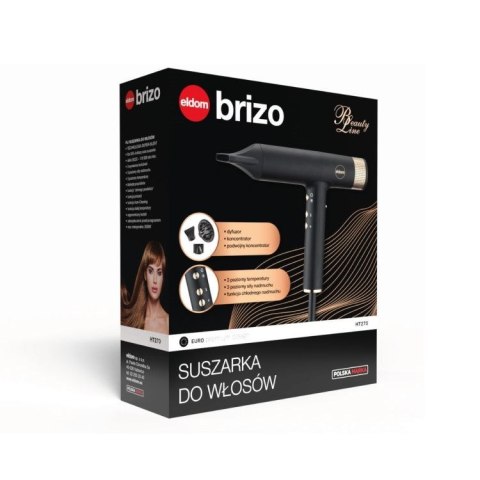 ELDOM SUSZARKA DO WŁOSÓW HT270 BRIZO 2000W TECHNOLOGIA SUPER-SILENT 3 OZIOMY NADMUCHU,JONOZACJA FUNKCJA AUTO-CLEANING; FUNKCJ