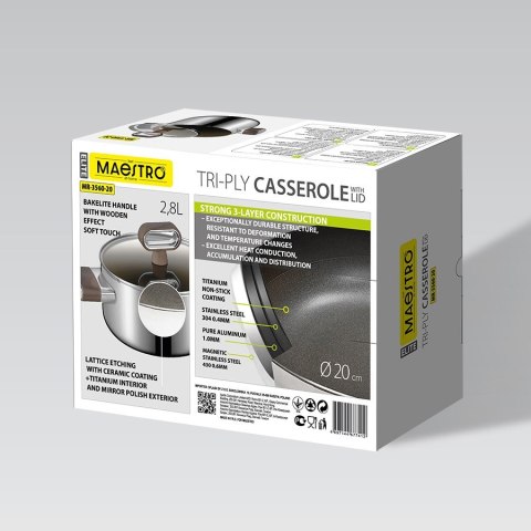 Garnek z pokrywką TITANCORE 20cm, 2,8L MR-3560-20 MAESTRO