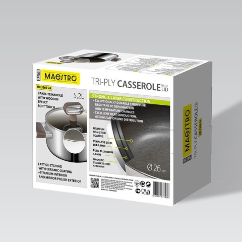 Garnek z pokrywką TITANCORE 26cm, 5,2L MR-3560-26 MAESTRO