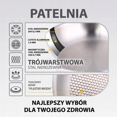 Patelnia stalowa HONEYCOMB 24cm MR-1228-24 MAESTRO