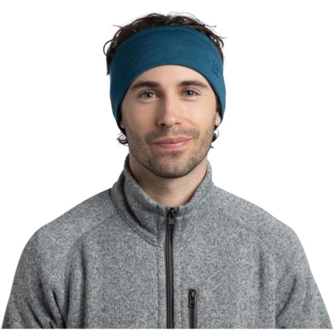 Zestaw jednokolorowy Opaska BUFF MERINO WIDE HEADBAND + Komin BUFF MERINO HEAVYWEIGHT OCEAN