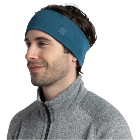 Zestaw jednokolorowy Opaska BUFF MERINO WIDE HEADBAND + Komin BUFF MERINO HEAVYWEIGHT OCEAN